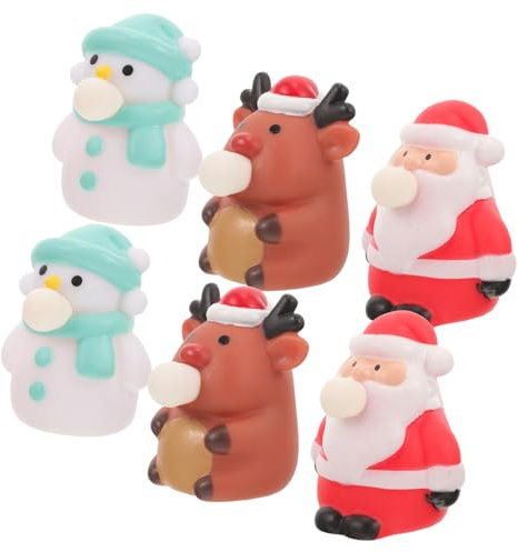 FELTECHELECTR 6 Stück Quetschspielzeuge Knallende Augäpfel Weihnachts Squishy Spielzeug Langsam Steigendes Weihnachtsspielzeug Rentierfigur Weihnachtsstrumpffüller Weihnachts
