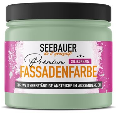 SEEBAUER diy Silikonharz-Fassadenfarbe Grün 300ML für Außen (No. 744 Sweet Kiwi) Selbstreinigende Fassadenfarbe mit Lotuseffekt - Geeignet für Putz, Mauerwerk und Beton