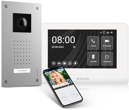 Entri Video Türsprechanlage, Unterputz Türklingel mit Kamera, Smartphone App, 1 Familienhaus, Video Türklingel, 7 Zoll HD-Monitor, Full HD Kamera, Gegensprechanlage mit Türöffner und Klingel 2 Draht