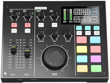 Mesa Mezclas DJ, Interfaz de audio Equipo de podcast Estudio Tarjeta de sonido Mezclador Digital todo en uno