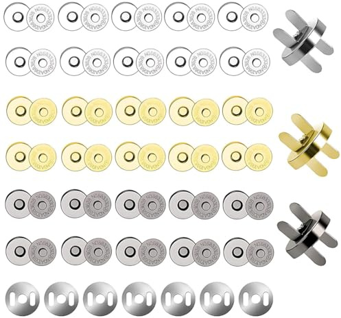 LACHT 18mm/0.7in Fermoir Magnétique Bouton,30 Piecès Boutons Magnétiques 3 Couleurs Bouton Pression Aimanté Circulaire Pression pour Sacs à Main Manteaux Vestes Coupe-Vent Portefeuilles Sac à Dos