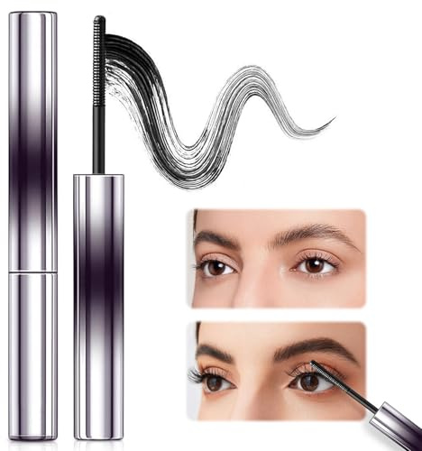 Metal Mascara, 3D Wasserfest Und Wischfest Wimperntusche, Mascara Wimpernserum Natürliche Länge, Schlankes Volumen, Langanhaltend Verlängern und Schwingen für Natürlich Schöne Wimpern (Schwarz)
