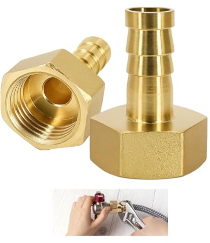 Lot De 2 Raccords De Tuyau, Raccords Cannelé Tuyau En Laiton Avec Filetage Hexagonal Et Extérieur Laiton FemelleTube Barbelé Droit Filetage Interne Coupleur Épisseur Métaux (1/2 IG X 10 Mm)