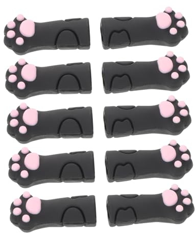 MERRYHAPY 10 Piezas Cubiertas Protectoras de Silicona para Tijeras y Pinzas de Manicura con Diseño de Pata de Gato Funda Elástica Reutilizable para Herramientas de Uñas y Cutículas y Ligera