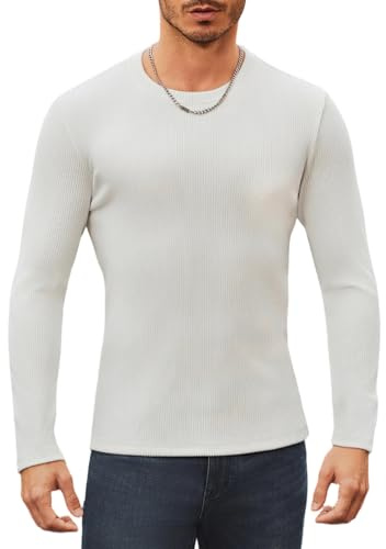 Mauro Kane Herrtröja med rund hals långärmad stickad basic casual stickad tröja smal passform, S~XXL