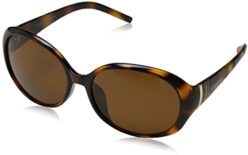 Eyelevel Women's JOCELYN Oversized Polarized Sunglasses Brown frame with patterned temple with gold metal decal - With UV400 Protection and a CAT3 brown Polarized Lens