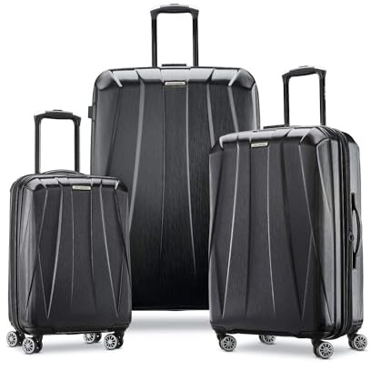 Samsonite Centric 2 Hardside Expandable Luggage with Spinner Wheels, Black, 3-Piece Set (20/24/28)