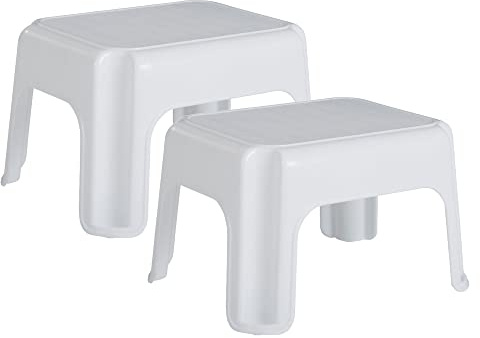 Rubbermaid Durable Plastic Roughneck Step Stool w/ 300-LB Weight Capacity, White (2-Pack)