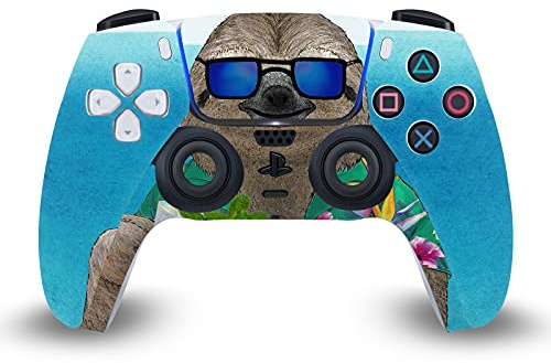 Head Case Designs Officially Licensed Barruf Sloth In Summer Art Mix Vinyl Faceplate Sticker Gaming Skin Decal Cover Compatible With Sony PlayStation 5 PS5 DualSense Controller
