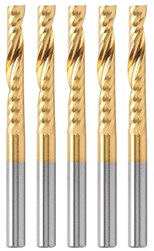 Set di Frese a Candela in Acciaio Ad Alta Velocità 1-flauto 5 Pezzi Fresa a Spirale CNC per Rame Alluminio 4x22x50mm