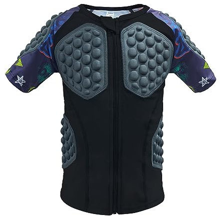 Topeter Kids Chest Protector Shirt Boys Football Shirts with Pads Youth Protective Gear for Roller Skating, Skiing, Snowboard, Balance Car (Purple YL)