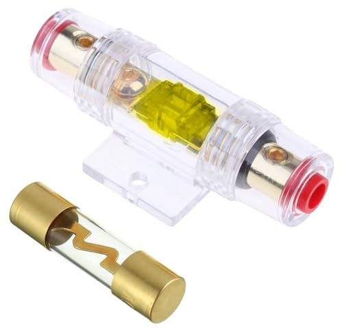 Portafusibile AGU in Linea per Auto - Fusibile in Vetro Placcato Oro 100A - Audio per Auto