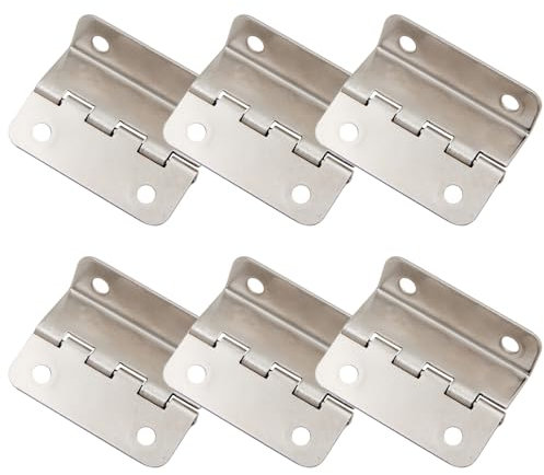 6 bisagras de media superficie – Bisagras de puerta compensadas, bisagras de pecho semiocultas de tres pliegues retro para puerta, armario, accesorios para muebles [plateado]