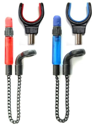 2 x Bobbins Bite Indicators 2 x Rod Rest Set Carp fishing Tackle for Bite Alarms (Red & Blue)