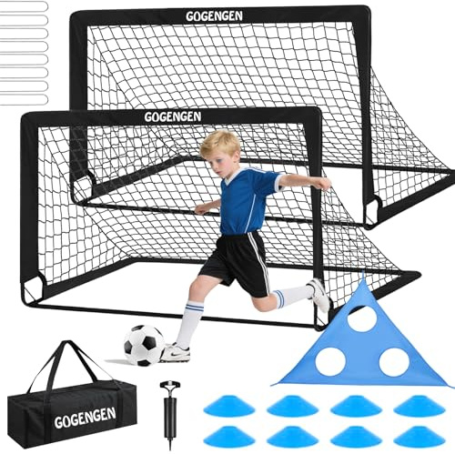 Soccer Goal, 2 of 6x4 Soccer Goals for Backyard with Soccer Net, Soccer Ball, Target, Cones, Soccer Training Equipment for Toddler Kids Youth