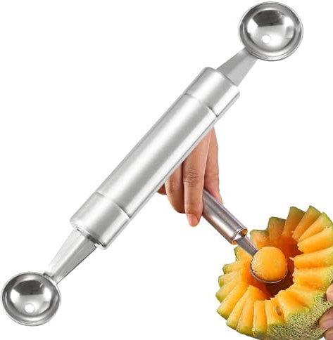 Bola de melón de doble cara - Bolas de melón redondas, Bola de frutas, Cuchara de melón, Cuchara de melón de acero inoxidable, Cucharas de helado de doble cara para sandía, sorbete, frutas