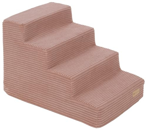 Scaletta Scale 4 gradini Cane Gatto Animali Domestici Velluto a Coste Leggera (Colore: Rosa Chiaro (Velluto a Coste))