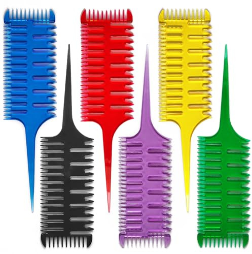 Professional 3-Way Weaving & Sectioning Hair Comb for Women, Plastic Highlighting and Coloring Styling Comb