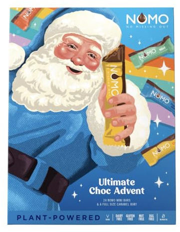 NOMO Mixed Mini Riegel Adventskalender - 320g - Allergenfreie Weihnachten - Laktosefrei, Glutenfrei, Nussfrei, Eifrei - Rainforest Alliance Zertifiziert - 100% Vegan