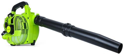 Makamsui Soplador de hojas de gas de 26 cc de 2 tiempos, barredora de hojas a gas, 380 CFM 7500 rpm, soplador de nieve refrigerado por aire, potente soplador de limpieza para el cuidado del césped,