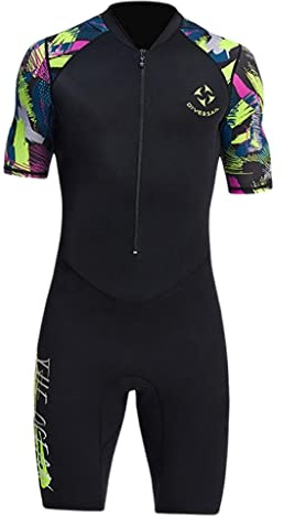 Gcljlmy 1,5 mm våtdräkt herr, surfing våtdräkt herr frediving neopren neoprendräkt kortärmad män för surfing dykning simning (L)