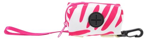 COOPHYA Dispensador de Bolsas para Perros Portátil y Compacto, Soporte para Bolsas de Excrementos en Tela Color Rosa, Accesorio Práctico para Actividades al Aire Libre y Paseo Diario