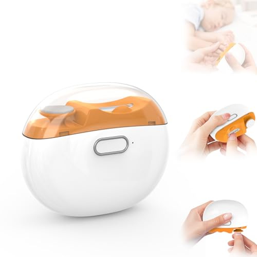 Coupe-Ongles Électrique pour Pieds et Main, 2 en 1 Portable Lime a Ongle Electrique, Pour Bébés, Adultes, Personnes Âgées, 2026 Coupe-ongles Automatique avec lumière LED avec 2 Vitesses - Orange