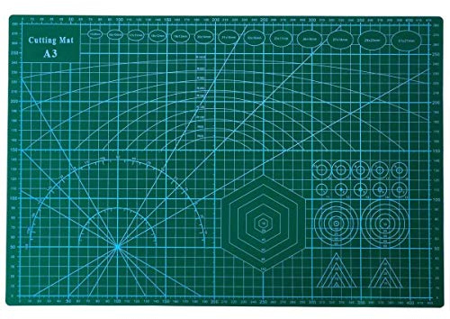 A3 Cutting Mat Double Sided Self Healing 5 Layers Recyclable Non Slip PVC Cutting Board Manual DIY Tool - 45cm x 30cm x 3mm Green