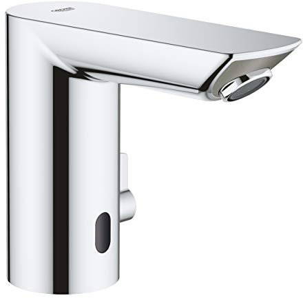 GROHE Bau Cosmopolitan E, Infrarot-Elektronik Armatur für den Waschtisch (wasser- und energiesparender Wasserhahn, berühungslose Waschtischarmatur für das Bad, hygienisch im Gäste WC) chrom, 36453000