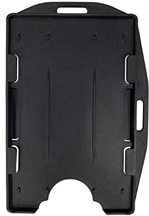 2 Pack - Fallen One Hard Plastic Id Card Holder - Black ID Badge Holders for Lanyard, Horizontal and Vertical Dual-Use, Double Sided, Hold 2 Cards