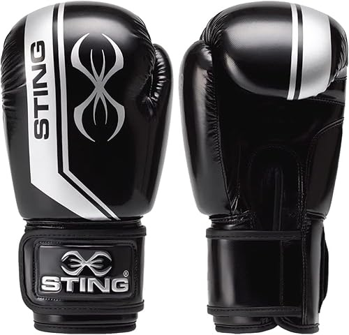 STING Armalite, guantoni da boxe high-tech per boxe, MMA, Muay Thai e molto altro ancora, guanti da boxe resistenti per uomini e donne, attrezzatura da boxe, nero/argento, 14 oz.