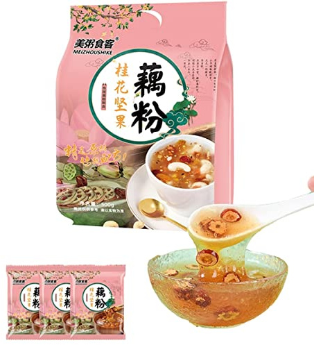 Sweet scented osmanthus, nut and lotus root powder soup17.63oz/500g Instant nutritious breakfast(35.5g*14 bags) Fast food porridge 桂花坚果藕粉500g