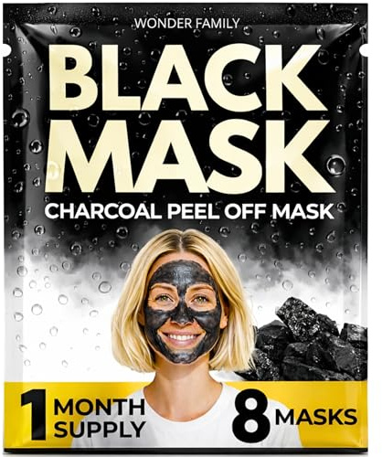 Black Mask Peel Off Face Mask with Activated Charcoal Powder – Korean Blackhead Remover Mask for Nose & Face, Pore Cleaner, Clay Mask & Strips Alternative, Face Mask Skincare for Men & Women, Gift Set