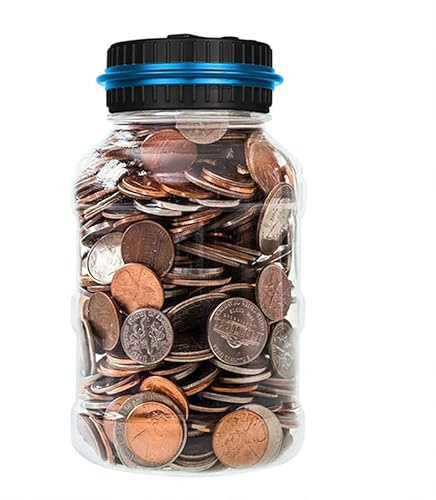 Comptage Automatique des Pièces Comptage d'argent Banque Pièces d'une Capacité 1,8 L Peut Contenir Plus 800 Pièces Pot Compteur Pièces pour Papier-Monnaie Et Tirelire (Dollar)