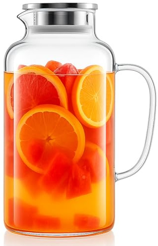 Hannadepot Glass Pitcher, 3.5L/118 oz Glass Water Pitcher with Lid and Spout, Heat/Cold Resistant Borosilicate Glass Water Carafe for Coffee, Juice and Homemade Beverage