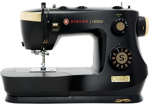 SINGER HD500 Classic Sewing Machine, Metal, Black/Gold