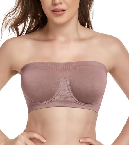 Lemorosy Bralette Soutien-Gorge Bandeau à Armatures sans Couture pour Femme Moka Medium