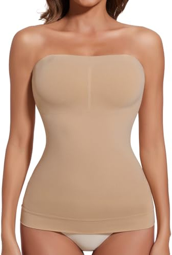Joyshaper Maillot de corps pour femme, sans bretelles, ventre plat, gainant, débardeur gainant, haut à bretelles