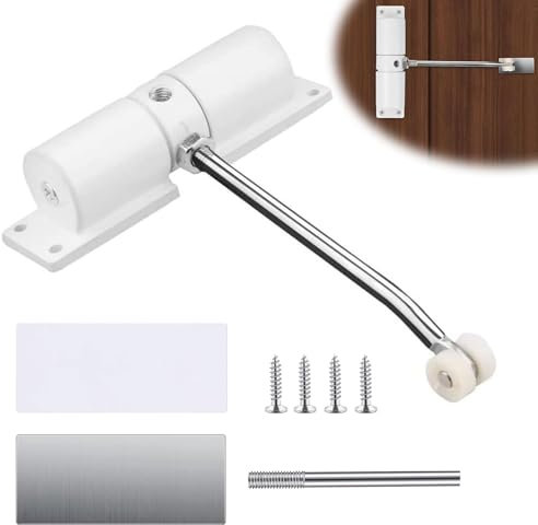 Forhandy Ferme-porte automatique réglable à ressort sans perçage avec 4 vis et levier de réglage pour la maison, le bureau, la chambre à coucher