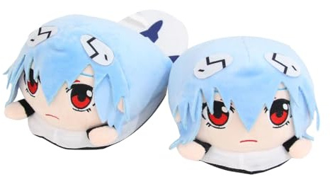 Zhongkaihua Anime Slippers Ayanami Rei Cute Cotton Ayanami Rei Figure Anime Soft Warm Plush Slippers Winter Autumn Indoor Home Cotton Shoes Cotton Unisex