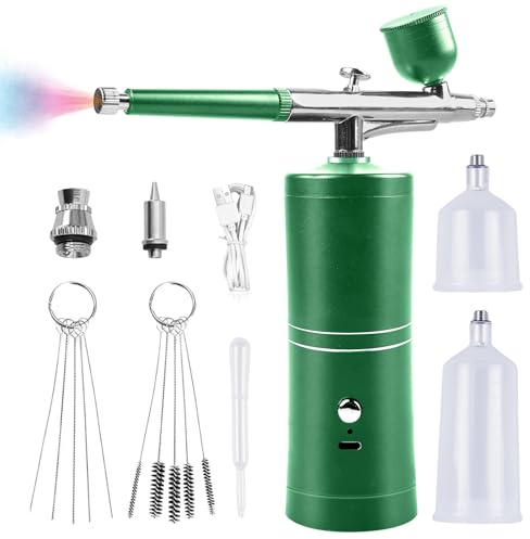 Juego de aerógrafo con compresor, pistola de aerógrafo portátil, kit de aerógrafo recargable, aerógrafo inalámbrico con compresor para diseño de uñas, decoración de pasteles, maquillaje, modelado de