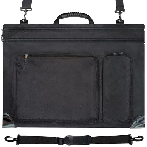 Art Portfolio Bag Fits18 x 24 Inches Artwork– Lightweight Waterproof Artist Portfolio Case with Shoulder Strap 4 Pockets, Reinforced Corners, Art Folder for Artwork, Posters, Sketches & Drawings