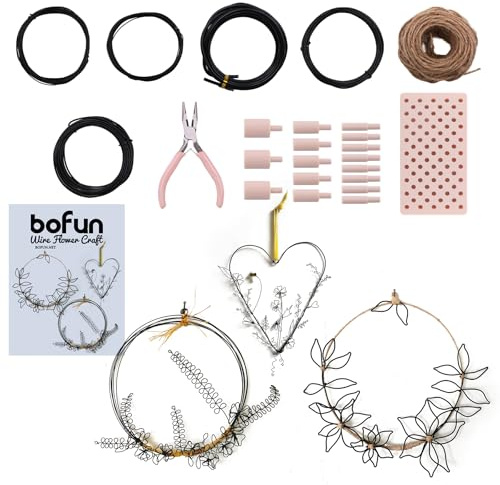 BoFUN Wreath Craft Kit for Teens& Adults Women, DIY Wire Wreaths Making Supplies for Outdoor Porch, Indoor Wall Hanging, Perfect for Spring, Summer, Fall, Halloween & Christmas Holiday Decor (Black)