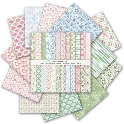 Scrapbook Paper 6x6 Inch, 24 Sheets Double-Sided Patterned Cardstock, 160GSM Floral Craft Paper for Scrapbooking, Card Making, Junk Journal, DIY Art Projects (Multicolor)