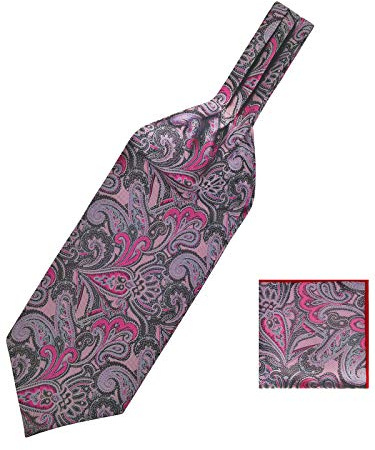 WANYING Hombres Retro Ascot Corbatas & Pañuelo 2 en 1 Set, Corbatas Bufanda Conjuntos Elegante para Caballero - Paisley morado