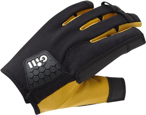 Gill Mens Pro Kurzfingersegeln und Beiboothandschuhe - Schwarz