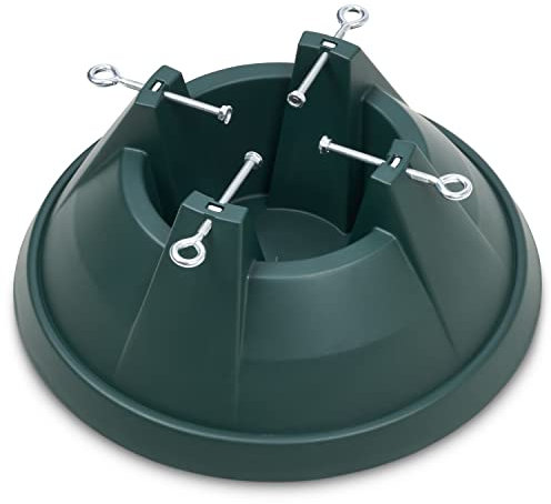 SA Products Christmas Tree Stand for Real Tree - 0.5-Gallon Water Reservoir - Thick, Durable Plastic Base with 5 Heavy-Duty Metal Bolts - Supports 6ft Christmas Tree - Stable Design - 48.19cm, Green