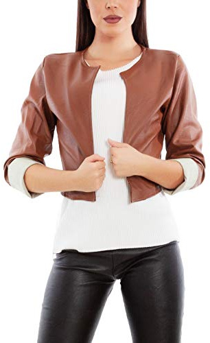 Toocool Veste Courte Femme Simili-Cuir Boléro Sans Fermeture Chic JL-7860