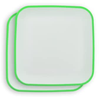 Linden Berg Salatteller eckig 2er Set Dessertteller FrühstückstellerKuchenteller Teller 24,5 x 24,5 cm (Grün)