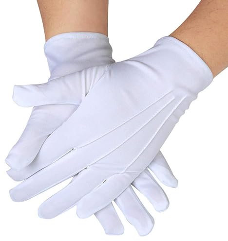 SquarezhenBo White Cotton, Soft Cotton, Silver Inspection Glove For Coin Jewelry, Stretchy Lining Gloves, Size Medium Work Women'S Glove And Mittens Safety Equipment And Materials Gloves